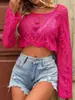 Roupas de proteção solar europeias e americanas transfronteiriças, nova moda feminina de verão, cardigã de tricô fino com acabamento em renda para praia, férias à beira-mar