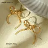 Pendientes de Acero Inoxidable Europeos y Americanos con Forma de Lazo y Circonita Acero de Titanio Chapado en Oro de 18 Quilates Lujo Ligero Accesorios Versátiles para Pendientes Venta al por Mayor