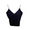 6650 Tirante Delgado Espalda Bonita Camiseta Básica de Tirantes para Mujer Cuello en V Sin Tirantes Taza Integrada Fija para Usar por Dentro y por Fuera Moderna