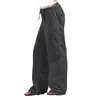 Pantalones Casuales de Algodón y Lino para Mujer 2023 Cintura Elástica de Goma Bolsillo Pantalones Rectos Color Sólido Pantalones de Algodón y Lino