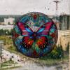 JD116 - Adhesivo de advertencia anticolisión con diseño de mariposa de Amazon transfronterizo, color 3D, adhesivo electrostático para vidrio de ventana, extraíble