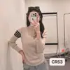 Novo Suéter de Malha com Gola Alta de Botão Único para Outono e Inverno para Mulheres com Mangas Listradas, Blusa Suéter Versátil Casual Fábrica
