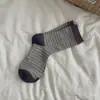 Meias Estilo Coreano Ins Femininas Meia-Calça Ruffle Listras Color Block Dongdaemun Versátil Menina Estilo Academy Meias de Algodão Outono