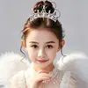 Tiara de Coroa Infantil para Meninas Exquisite Acessório de Cabelo de Coroa Performance de Aniversário Princesa Bebê Grampo de Cabelo com Strass