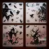 Decoraciones para Fiesta de Halloween Transfronterizas Cabeza de Calabaza de Horror Parca Pegatinas de Vidrio Fantasma Cuervo Murciélago Pegatinas Estáticas