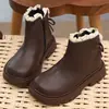 Botas de Cuero Forradas de Felpa para Niñas, Botas de Princesa de Moda para Niños, Botas Nuevas de Algodón Otoño/Invierno 2026, Botas Cortas para Niñas, Botas Calientes