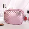 Bolsa de Cosméticos Simple a Cuadros Estampada Profundamente Personalizada de Gran Capacidad con Cremallera Bolsa de Cosméticos de Belleza Impermeable para Artículos de Aseo