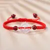 Pulsera Hebilla de Paz de Calcedonia Blanca Este Año Cuerda Roja de Cinabrio Tejida a Mano Cuerda de Mano de Pareja Pulsera de Orilla para Estudiantes