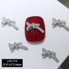 Accesorios para decoración de uñas con lazo lateral de circonita plateada, libro rojo pequeño, luz de lujo, armadura, decoración, taladro de pila, accesorios para uñas