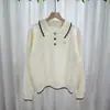 Diseño Nuevo Otoño e Invierno 2025 Estilo Perezoso Cuello Polo Escote Cortado Bordado Lazo Ropa de Punto Ropa de Punto