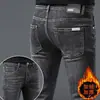 Jeans skinny ajustados de marca italiana que no se decoloran para hombre, pantalones casuales lavados de alta gama color negro puro, nuevo modelo de otoño