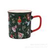 Taza de Cerámica Personalizada de 11 oz con Adhesivo de Flores Completas y Asa Navideña en Varios Colores Pintada a Mano Regalos Navideños de Alto Valor