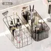 Organizador de Maquillaje de Acrílico Transparente Escritorio Tocador Caja de Almacenamiento Compartimentada para Labiales Cuidado de la Piel Estante de Lujo Ligero