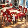 2025 Amazon Temu Más Vendido Dropshipping Rojo Dorado Papá Noel Mantel Impresión Digital Cubierta de Silla Navideña