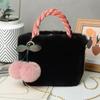 Nova Bolsa Cereja de Pele de Coelho Sintética, Bolsa de Mão Transversal, Bolsa de Mão Fashion de Pelúcia com Corrente de Grande Capacidade, Bolsa de Ombro Fofa