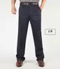 Pantalones de papá Primavera y Otoño para Hombre de Algodón Sueltos Rectos Cintura Alta Tiro Medio Pliegues Dobles Casuales Tallas Grandes para Hombre