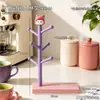 Bonito portavasos de rama de árbol con figura pequeña, tendedero para colgar tazas de té, decoración de escritorio girly con bloques de color para mesa de café en la sala de estar