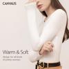 Outono e inverno mulheres novo algodão quente frio sólido cor redonda pescoço inferior camisa manga comprida camiseta mulheres uma geração de postagem
