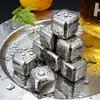 Aço inoxidável 304 grão de gelo metal bloco de gelo congelado rapidamente conjunto em caixa bebida cerveja uísque aço inoxidável gelo vinho Pedra