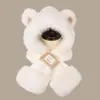 Lindo Sombrero de Oso con Bufanda para Otoño e Invierno Mujeres Felpa Engrosada Circunferencia de Cabeza Grande Mostrando la Cara Protección para Orejas Pequeñas Bufanda de Cuello a Prueba de Viento Sombrero