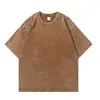 Camiseta de Manga Corta Pesada Transfronteriza de Algodón Puro 250g Lavada y Desgastada con Hombros Caídos Vintage, Corte Holgado, Talla Grande, Camiseta Básica