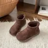 GuyunPequeño Lindo~Botines Cortos con Forro de Felpa, Punta Redonda y Suela Gruesa 2025 Otoño/Invierno Botas de Nieve de Piel para Mujer