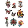 Pegatinas de Tatuaje Florales Calavera Coloridas Populares Transfronterizas Estilo Oldschool Pegatinas de Transferencia al Agua Pegatinas Coloridas para la Cara