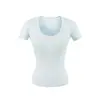 Camiseta blanca puramente seductora de cuello en U grande, transpirable y amigable con la piel, de manga corta para mujer, top de verano ajustado, fino, ligeramente transparente, que realza la cintura