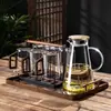Nuevo Juego de Tazas de Té de Vidrio Estilo Chino para Uso en Casa en la Sala de Estar, Taza de Agua Resistente a Altas Temperaturas con Mango de Madera, Taza de Lujo de Gama Alta para Oficina