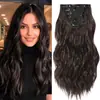 Kit de Extensão de Cabelo Sintético com Presilha 6 Peças Exportação 13 Presilhas Peruca Longa Cacheada em Estoque Peruca Cacheada Aplique de Cabelo Ondulado