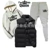 Conjunto Esportivo de Veludo Estampado Outono e Inverno Transfronteiriço Moda Americana Casual Colete Moletom de Algodão e Calça de Moletom Conjunto de Três Peças