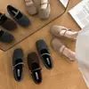 Zapatos Mary Jane de Lana Estilo Retro Coreano con Hebilla Única para Mujer, Suaves, Antideslizantes, para Oficina, Viajes, Casuales, Forro de Terciopelo, Zapatos de una Sola Pieza
