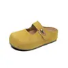 Pantuflas Birkenstock con Aumento de Altura Interior para Mujer Uso Exterior Nuevo Estilo 2026 Pantuflas Medias de Punta Cerrada con Suela Gruesa para Combinar con Faldas Pantuflas de Poner