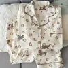 Pijama Rosa de Encaje para Mujer de Talla Grande en Stock del Fabricante, Lindo Ropa de Casa Azul a Cuadros con Bordado de Pony para Primavera y Otoño