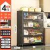Gabinete de Almacenamiento para Ollas y Tazones de Cocina de Pie con Múltiples Niveles para Microondas de Uso Doméstico con Puertas Estante Multifuncional