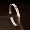 Pulsera Minimalista de Esmalte en Relieve Estilo Chino para Mujer, Moderna y Versátil, Nueva Pulsera de la Fortuna Estilo Chino con Diseño Abierto