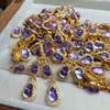 Pequeñas explosiones de camote piedra de energía calabaza de amatista natural agujero pasante pequeños accesorios de gota joyería de plata S925 diamante DI