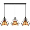 Araña moderna minimalista nórdica para restaurante, iluminación comercial creativa de tres cabezales para tiendas, iluminación artística de hierro forjado con diseño de diamante para barra de bar