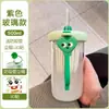 Vaso con popote para cold brew, vaso de agua popular en línea, regalo empresarial para negocio de café y leche, caricatura con separación de té y agua, vaso de limón, personalizable con impresión