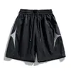 Pantalones Cortos Deportivos de Seda de Hielo con Bloques de Color Estilo Americano para Hombre, Delgados, Holgados, Versátiles, de Secado Rápido, Transpirables, Pantalones Casuales de Cinco Puntos