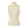 Lyocell Tencel Estilo Desejo Puro Garota Apimentada Regata de Gola Alta com Ombros Estreitos Moda Versátil Europeu e Americano Slim-Fit Roupa de Baixo Camisa Base para Mulheres