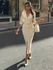 Suprimento Transfronteiriço Vestido de Tricô Roupas Femininas Russas Europeias e Americanas Estilo Novo de Início de Outono Suéter de Manga Longa de Botão Único Vestido Longo
