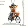 Transfronterizo Nuevo Dibujo Animado Creativo 2D Perro Montando una Bicicleta Acrílico Adorno para Espejo Retrovisor de Coche Aleación de Aluminio