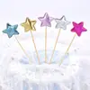 Cuero brillante luminoso de PU estrella de cinco puntas estrella amor Corona Decoración de pastel banderín insertable Escena de Mickey Accesorios para pastel