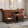 Mesa de Ofrendas de Madera Maciza de Nogal Chino, Gabinete del Dios de la Riqueza, Juego de Seis Piezas, Caja de Tiras Rural, Mesa de Tributo, Mesa Económica de los Ocho Inmortales