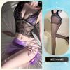 Lencería Sexy Golden Night: Atractivo Uniforme Bodycon de Encaje Transparente con Escote en V Profundo para Mujeres Maduras, Conjunto de Tentación Sin Quitarse Qqny
