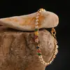 Conjunto de Joias Colar e Pulseira Dopamina de Luxo de Nicho Cravejado com Zircônia Colorida Corrente para Clavícula Feminina Acessórios de Joias para Mãos