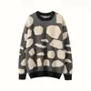 Suéter de Cachemir para Mujer Cuello Redondo Otoño e Invierno Nuevo Anillo de Toalla Vertical Pesado Suéter de Punto Grueso de Manga Larga