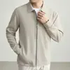 Jaqueta de peso pesado 400g escovada sem costura para homens, novo modelo outono 2026, estilo old money, jaqueta casual masculina com gola de lapela