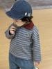 Ropa de Otoño para Bebé Niño 2026 Nuevo Otoño Estilo Coreano Ropa Infantil Conjunto de Sudadera a Rayas con Cuello y Jeans para Niños